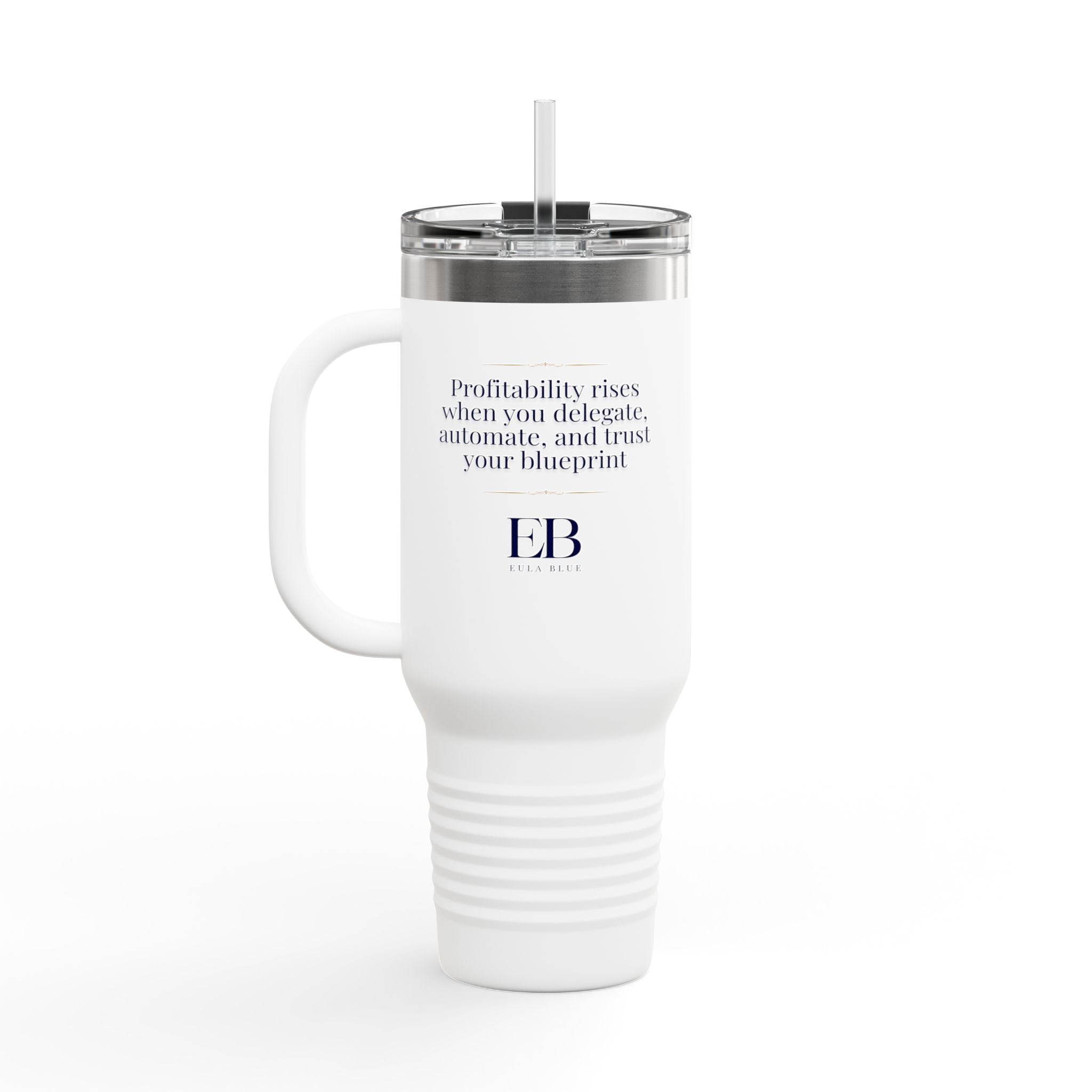 Trust Your Blueprint 40oz Insulated Tumbler – Large Stainless Steel Travel Mug with Handle, Straw & Motivational Quote