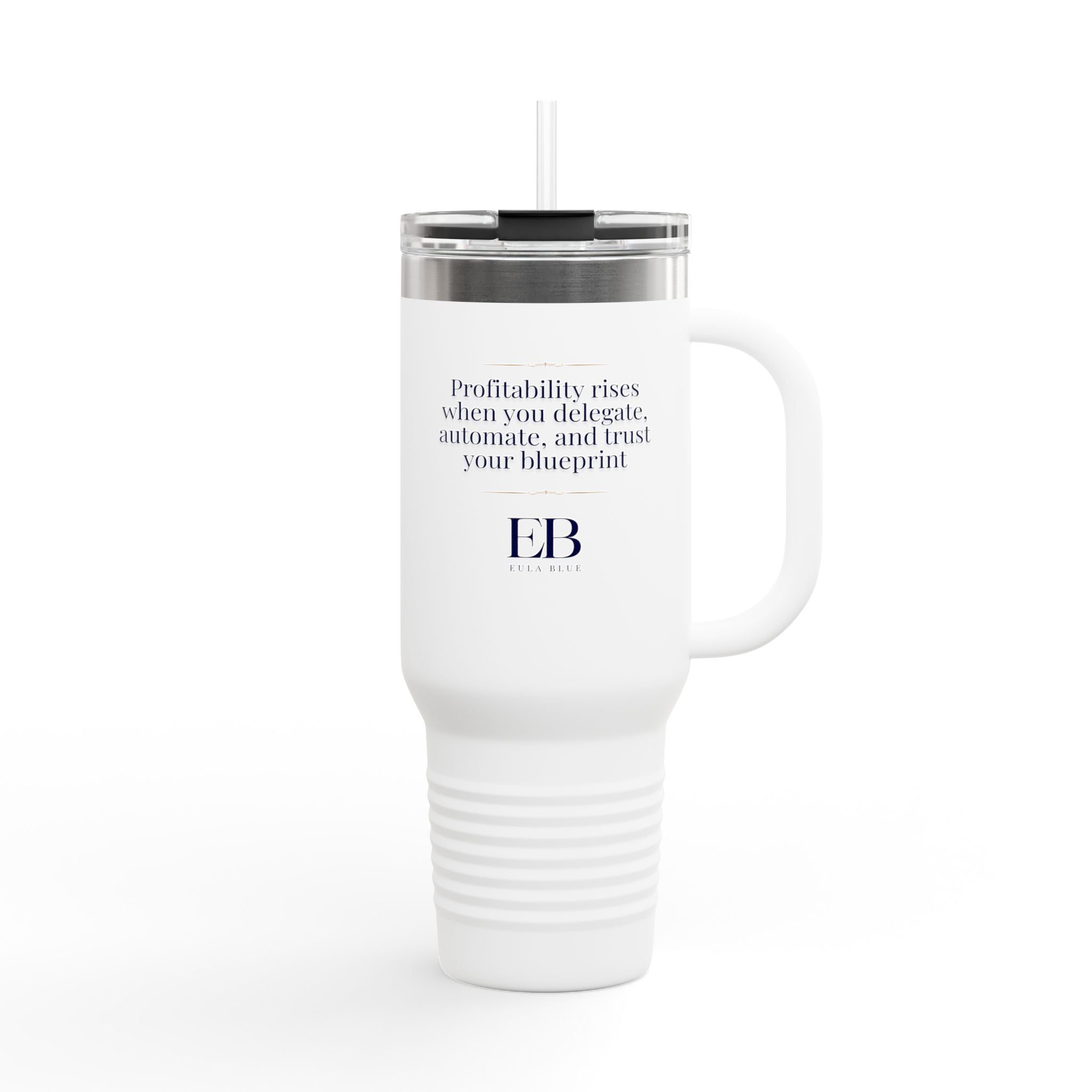 Trust Your Blueprint 40oz Insulated Tumbler – Large Stainless Steel Travel Mug with Handle, Straw & Motivational Quote